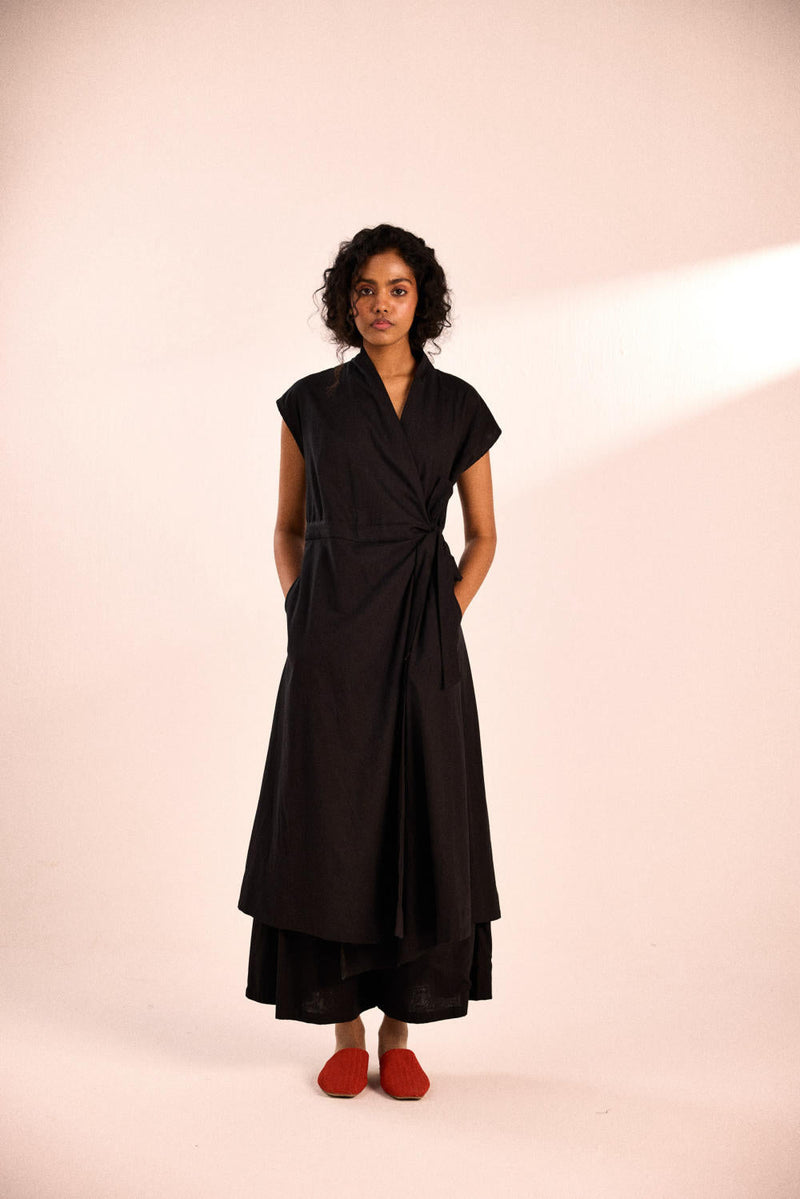 Ink bloom co-ord set by Khara Kapas in black for women Worldwide