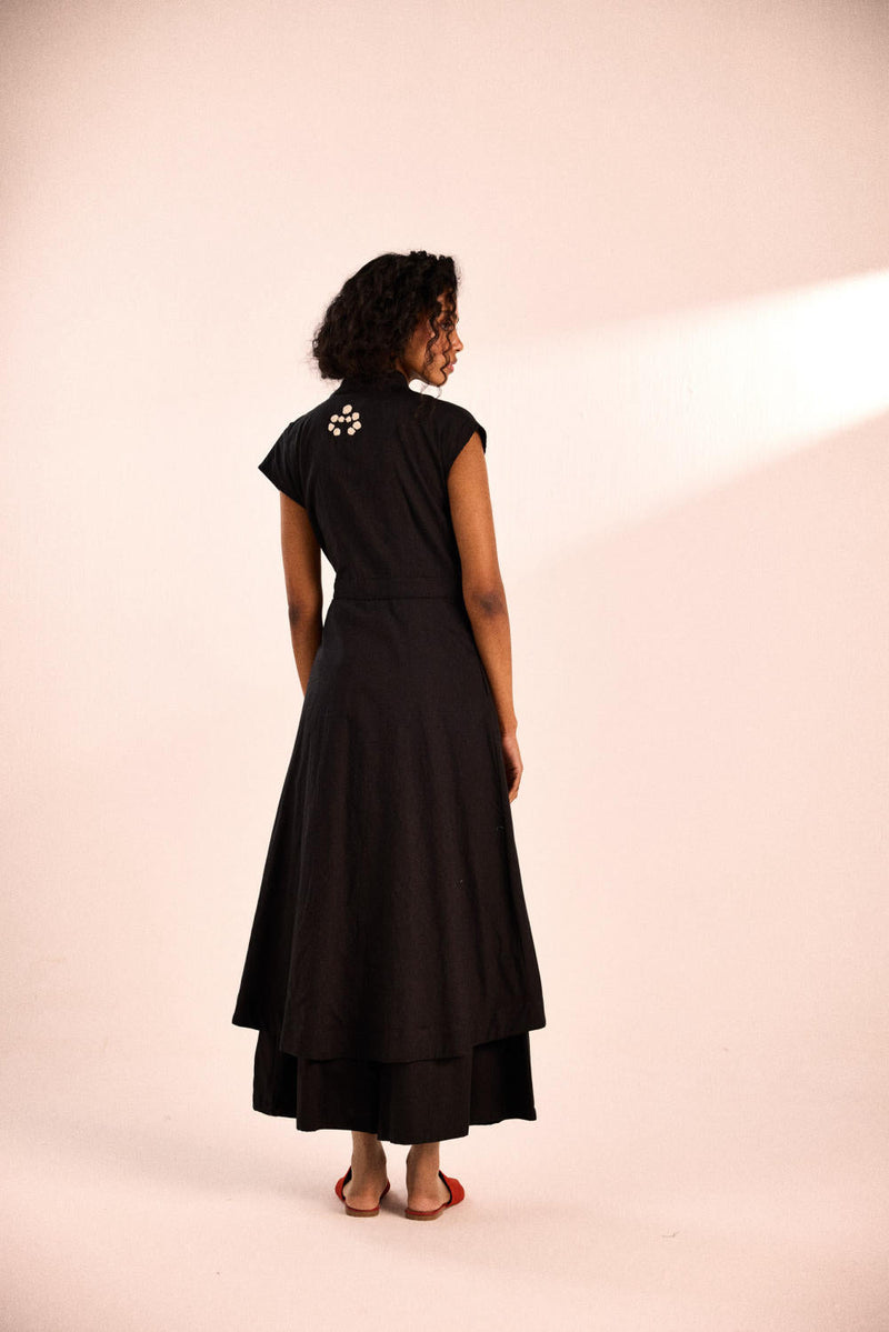 Ink bloom co-ord set by Khara Kapas in black for women Worldwide