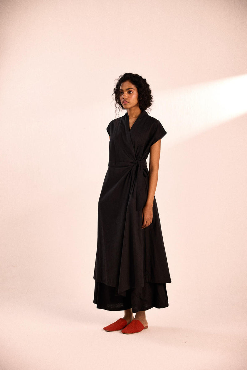 Ink bloom co-ord set by Khara Kapas in black for women Worldwide