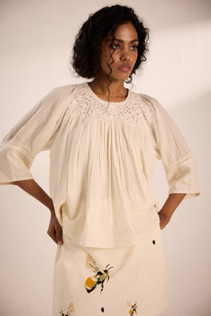 Breeze top by Khara Kapas in white for women Worldwide