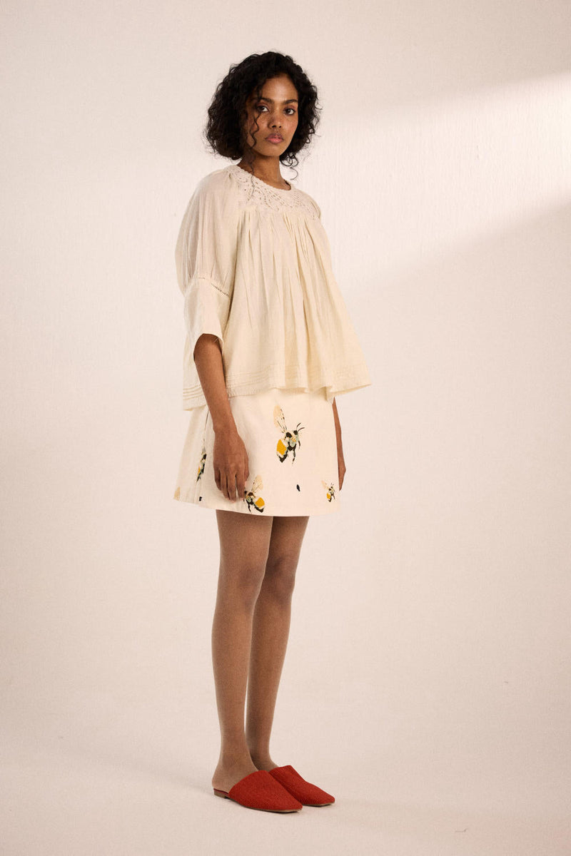 Breeze top by Khara Kapas in white for women Worldwide