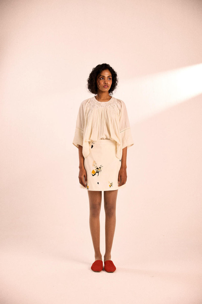 Bumble Bee Skirt Shorts twill by Khara Kapas in white for women Worldwide