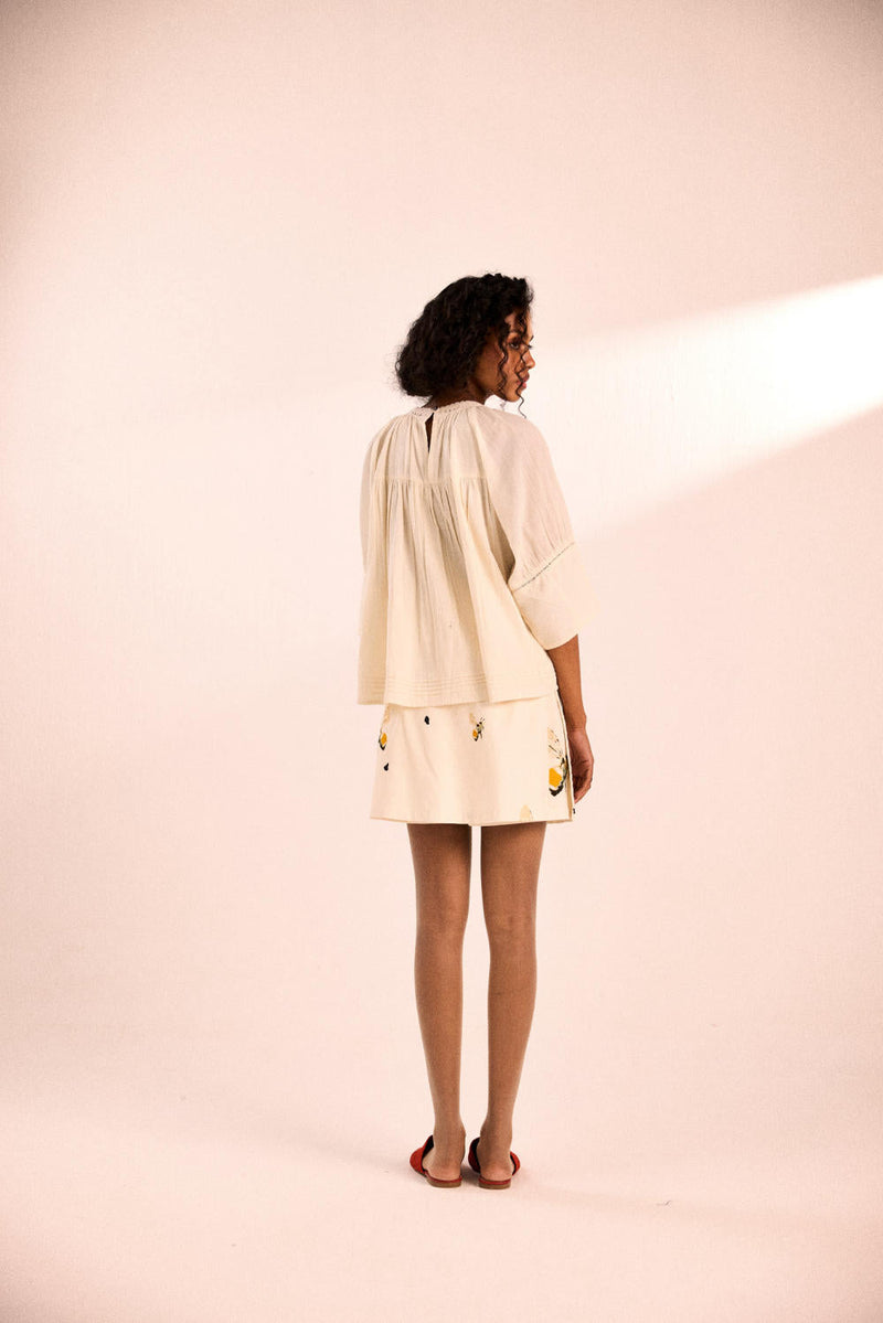 Bumble Bee Skirt Shorts twill by Khara Kapas in white for women Worldwide