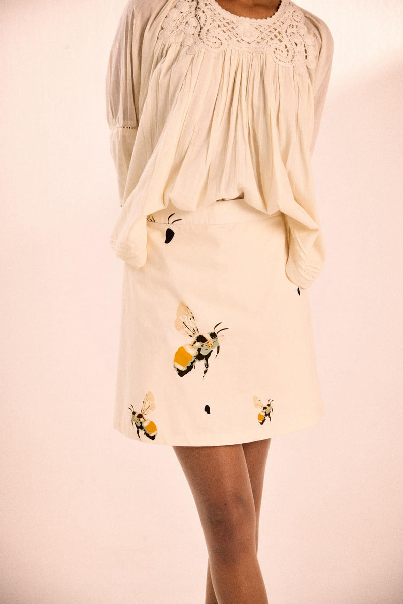 Bumble Bee Skirt Shorts twill by Khara Kapas in white for women Worldwide