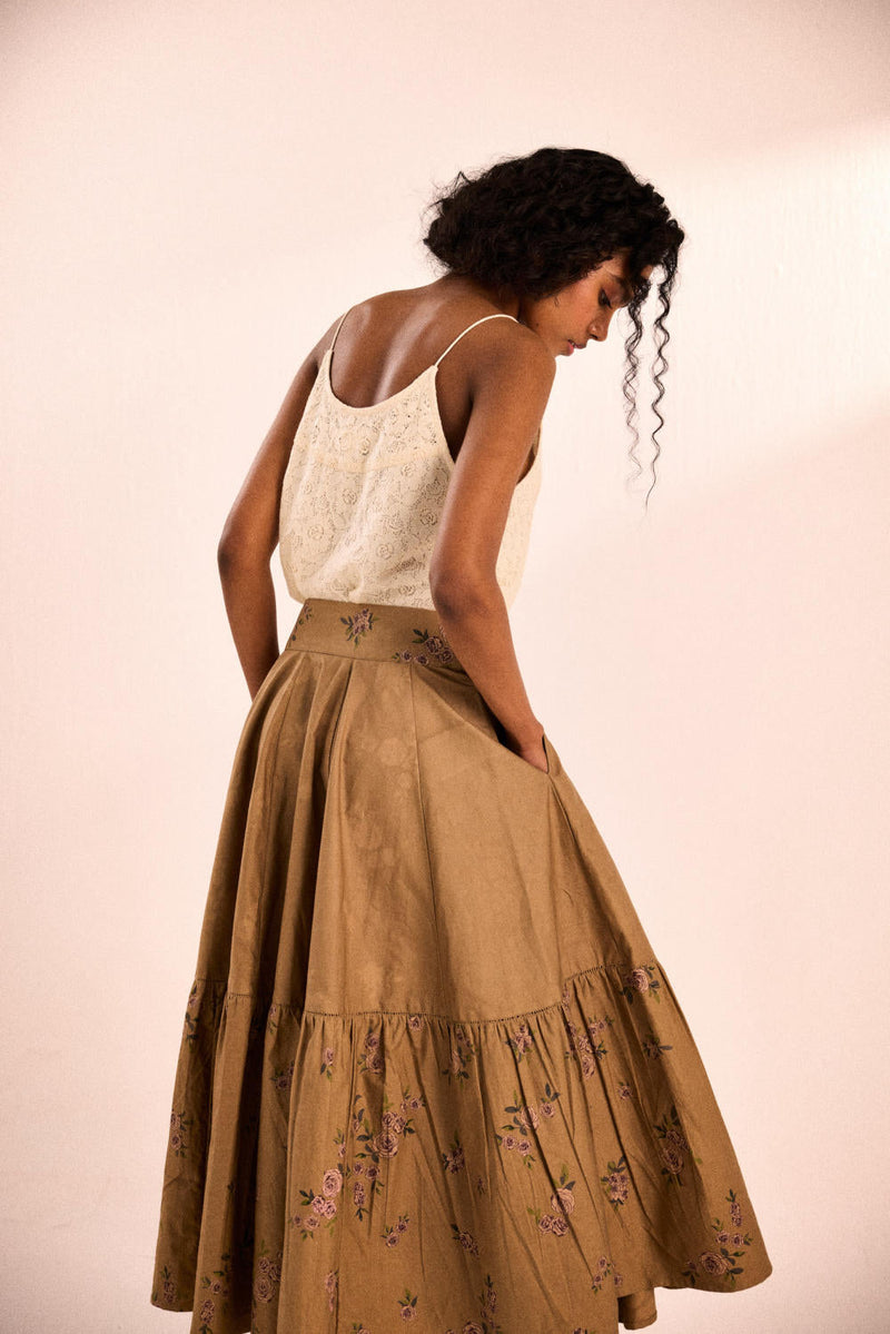 Rust rose skirt oxford by Khara Kapas in brown for women Worldwide