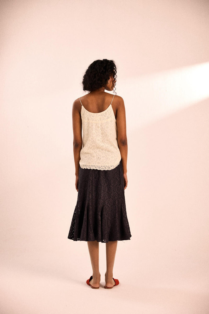 Inky allure skirt cotton by Khara Kapas in black for women Worldwide