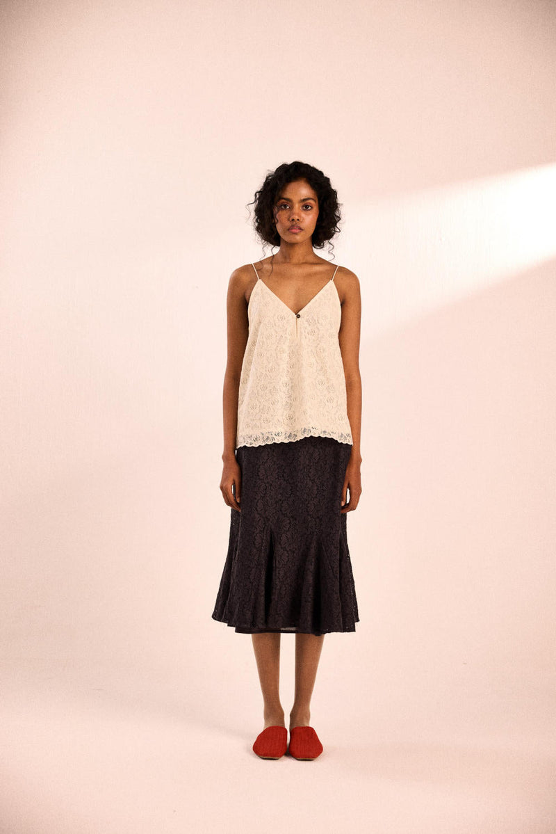 Inky allure skirt cotton by Khara Kapas in black for women Worldwide