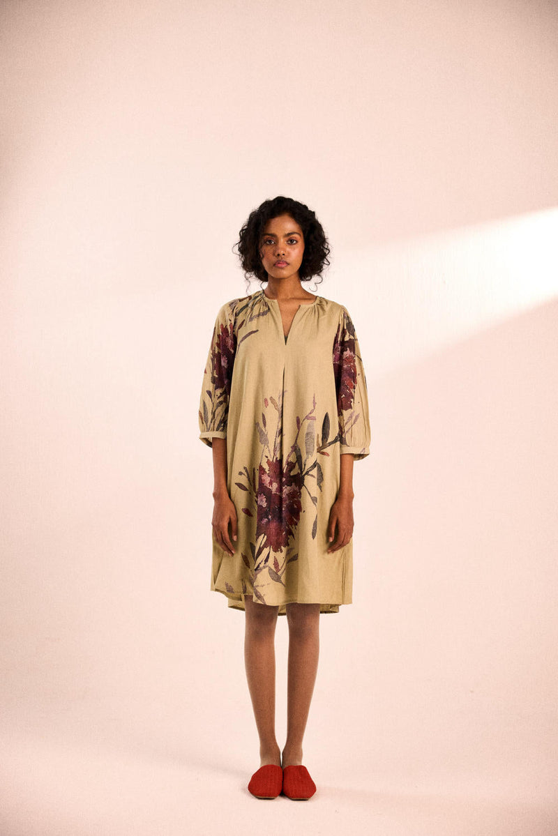 Moss bloom dress by Khara Kapas in olive for women Worldwide