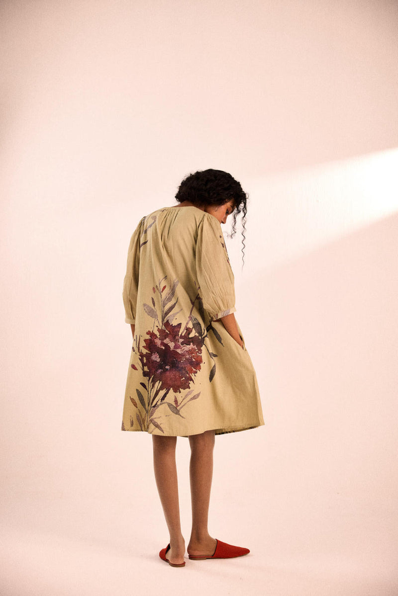 Moss bloom dress by Khara Kapas in olive for women Worldwide