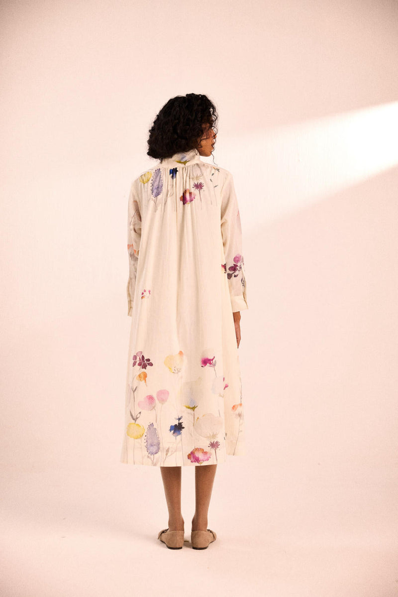 Pebble petal dress by Khara Kapas in white for women Worldwide