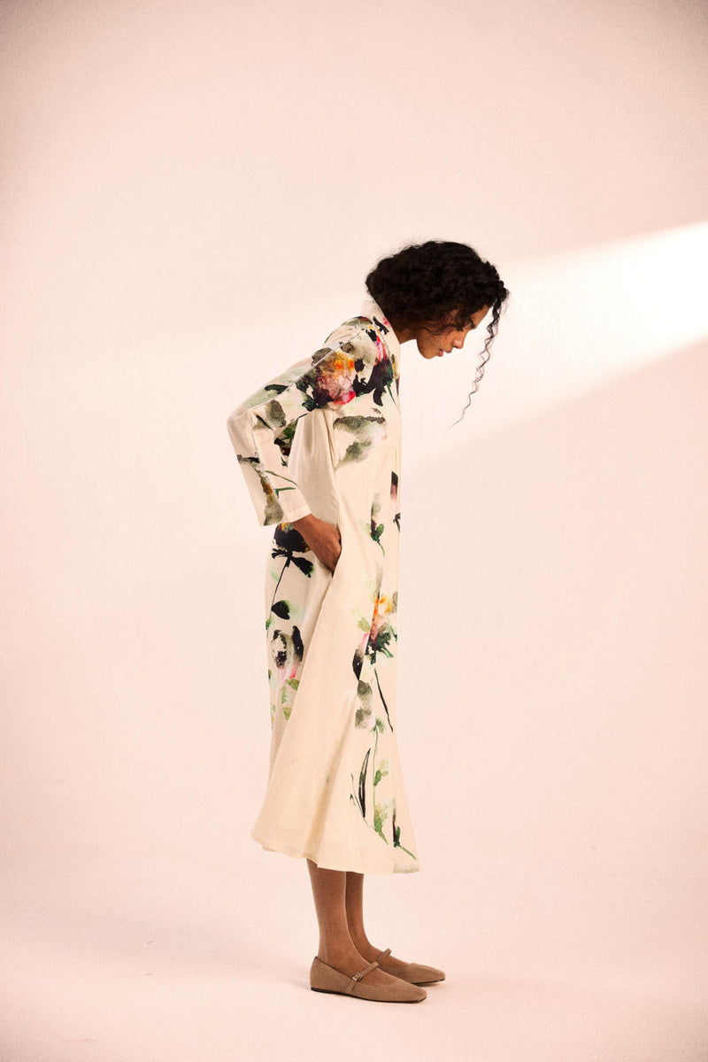 Snow Blossom dress by Khara Kapas in white for women Worldwide