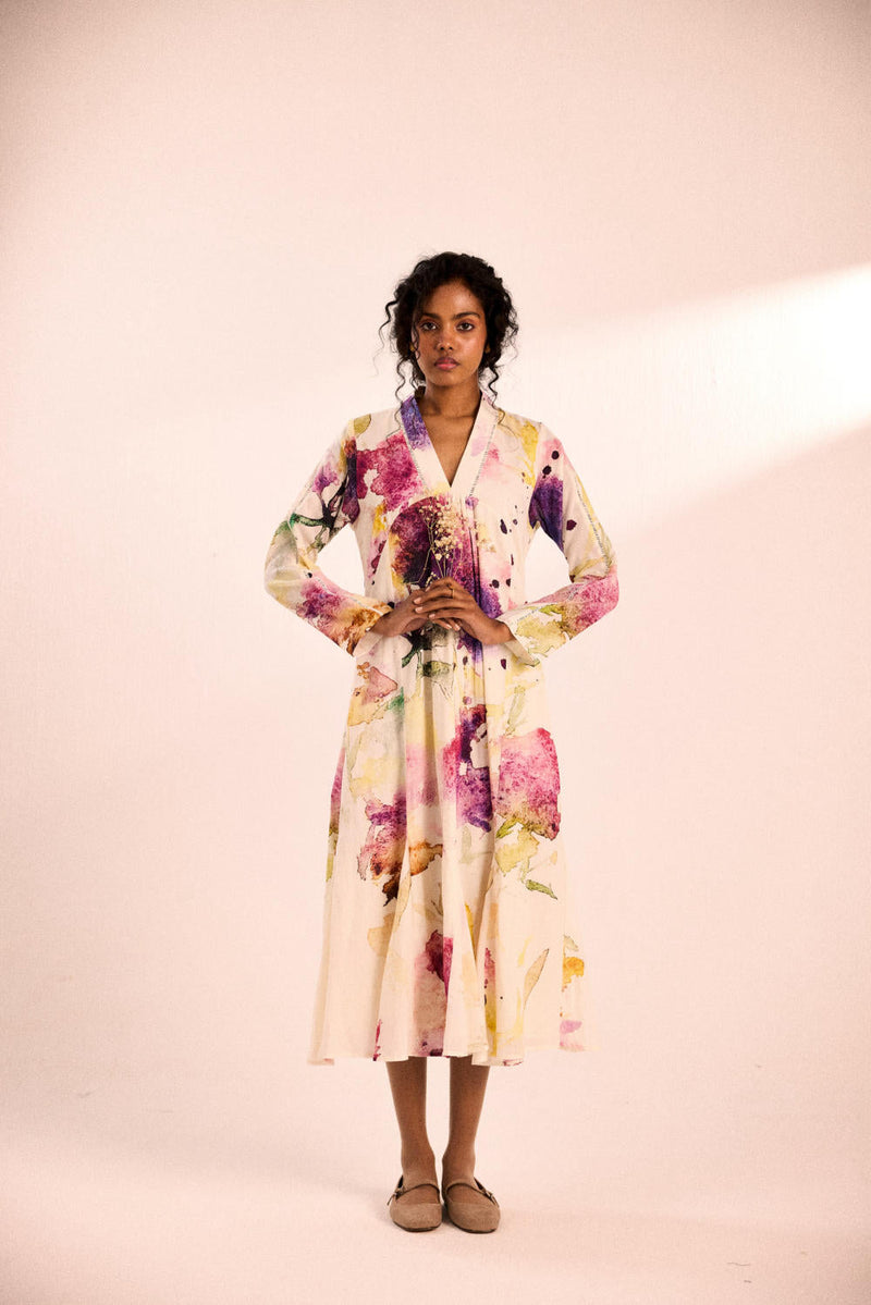 English Garden dress by Khara Kapas in white for women Worldwide