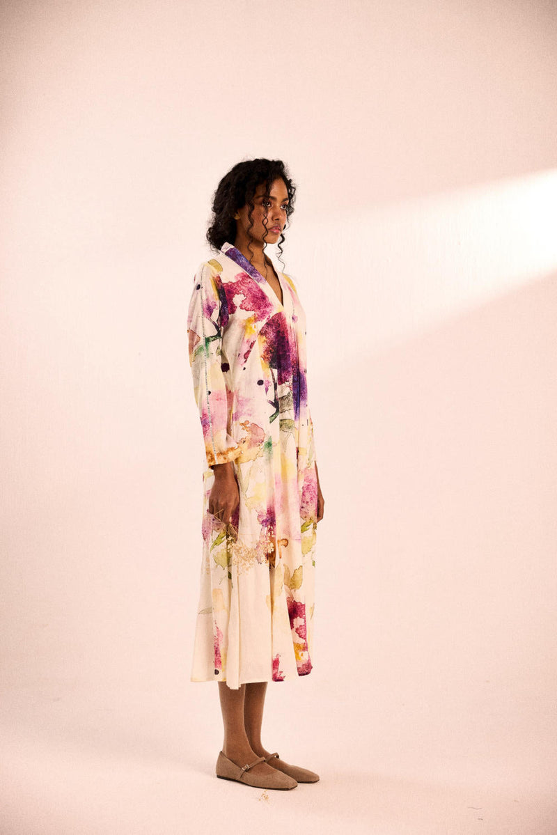 English Garden dress by Khara Kapas in white for women Worldwide