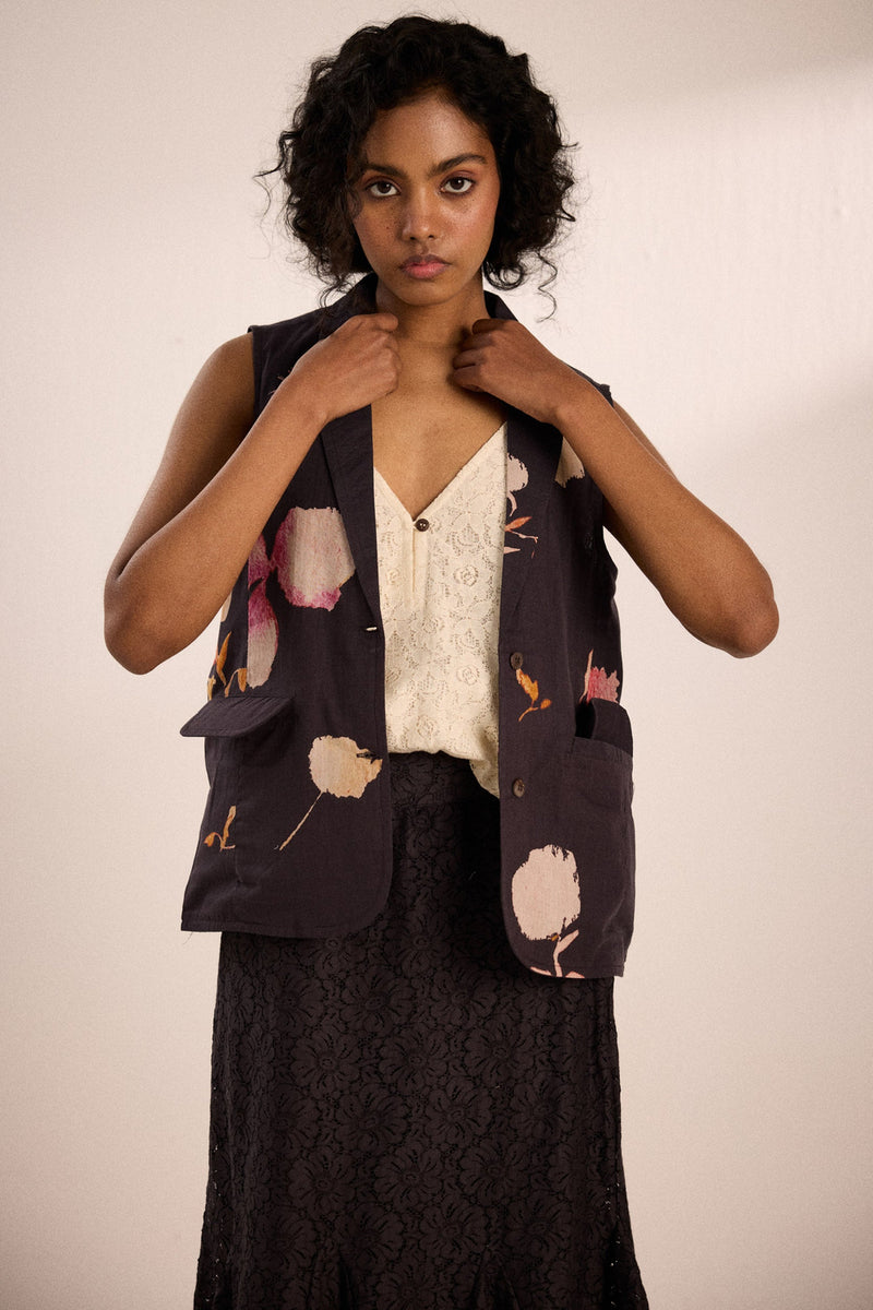 Cola Bloom Top cotton top/shirt by Khara Kapas in brown for women Worldwide