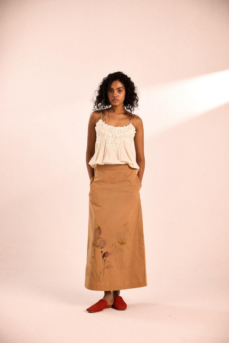 Prickled Dreams Skirt twill by Khara Kapas in brown for women Worldwide