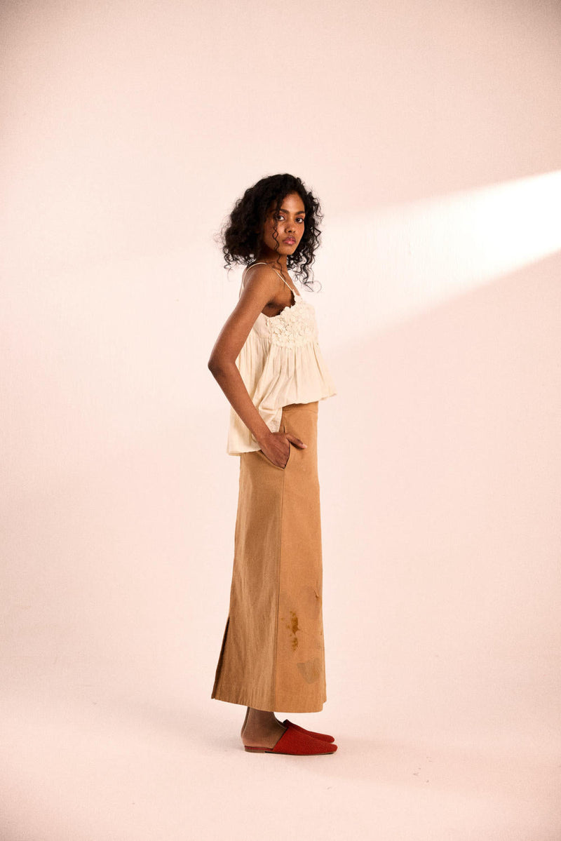 Prickled Dreams Skirt twill by Khara Kapas in brown for women Worldwide