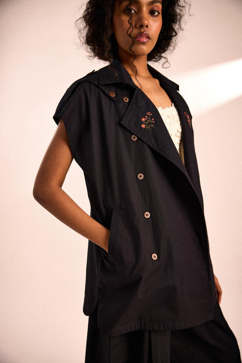 Ebony Evening Jacket poplin by Khara Kapas in black for women Worldwide