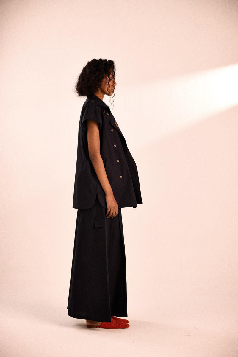 Ebony Evening Pants poplin by Khara Kapas in black for women Worldwide