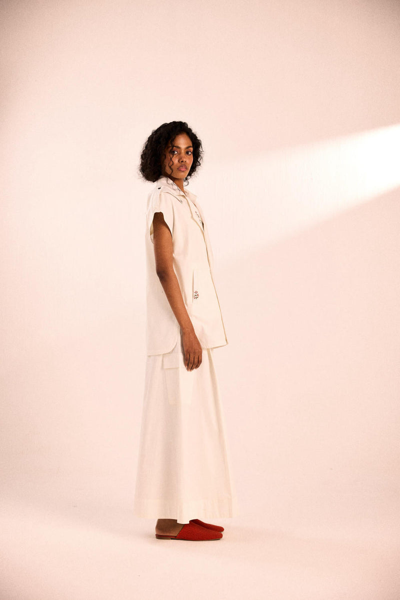 White Rose Pants poplin by Khara Kapas in white for women Worldwide
