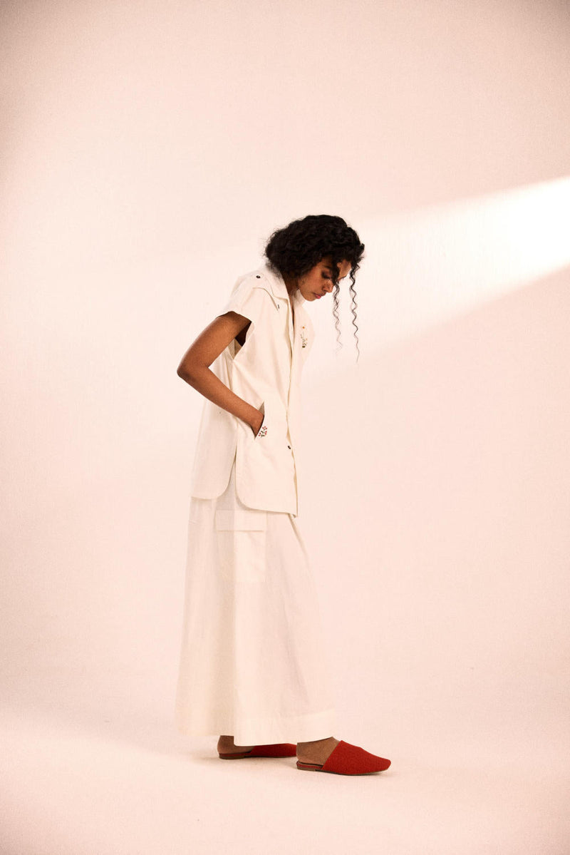 White Rose Pants poplin by Khara Kapas in white for women Worldwide