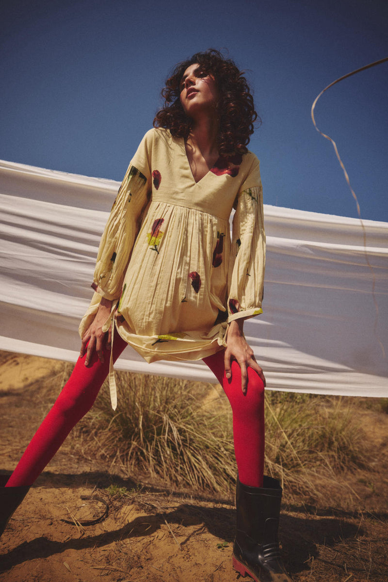 Buttercup Dress by Khara Kapas in yellow for women Worldwide
