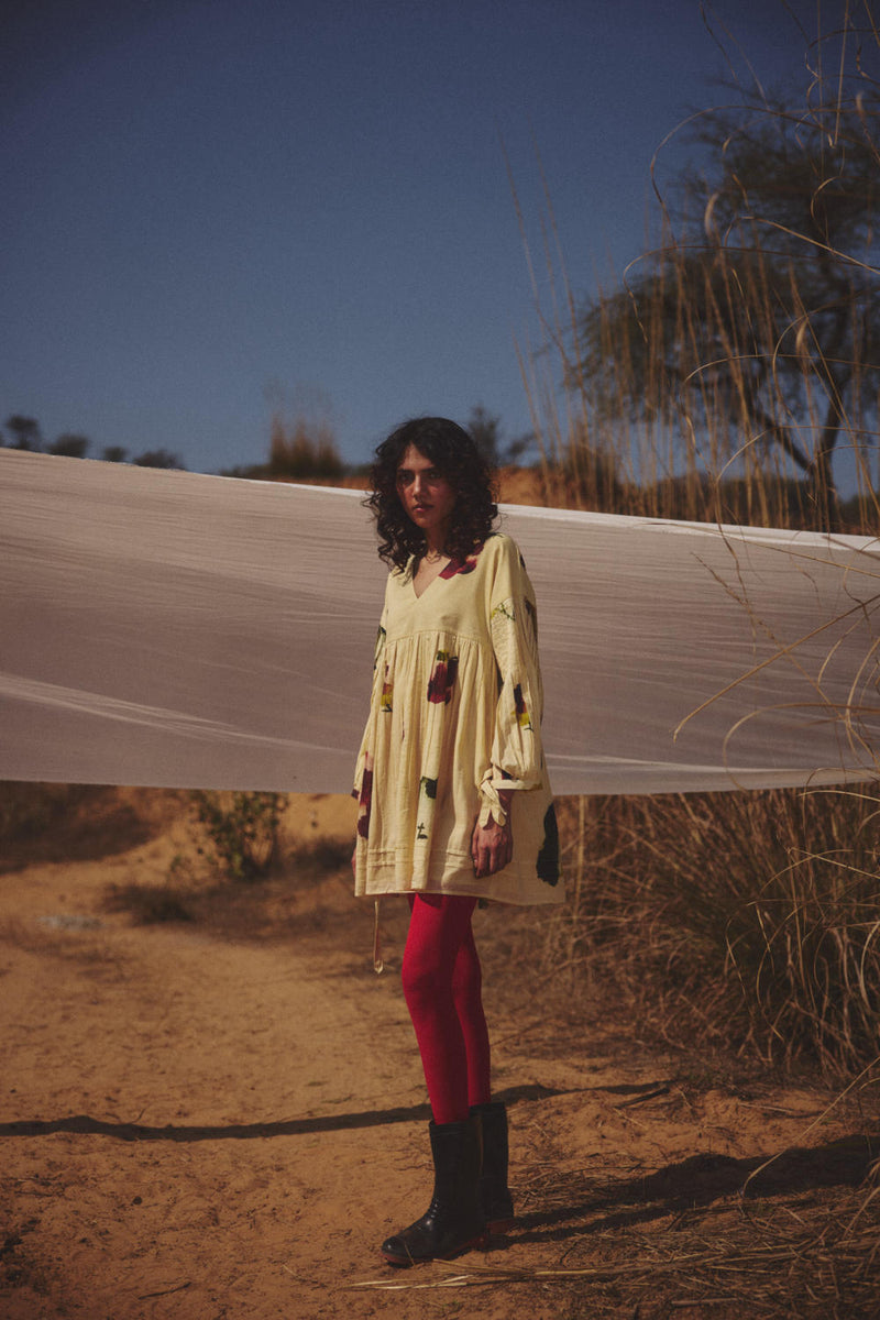 Buttercup Dress by Khara Kapas in yellow for women Worldwide