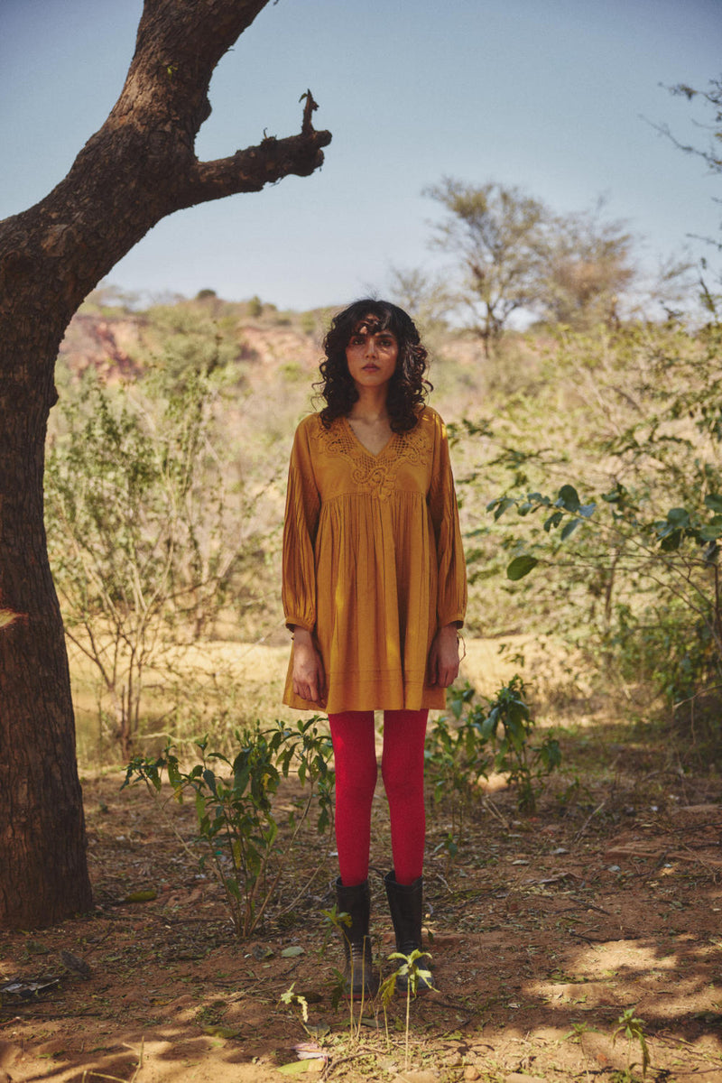 Honeydrop dress by Khara Kapas in yellow for women Worldwide