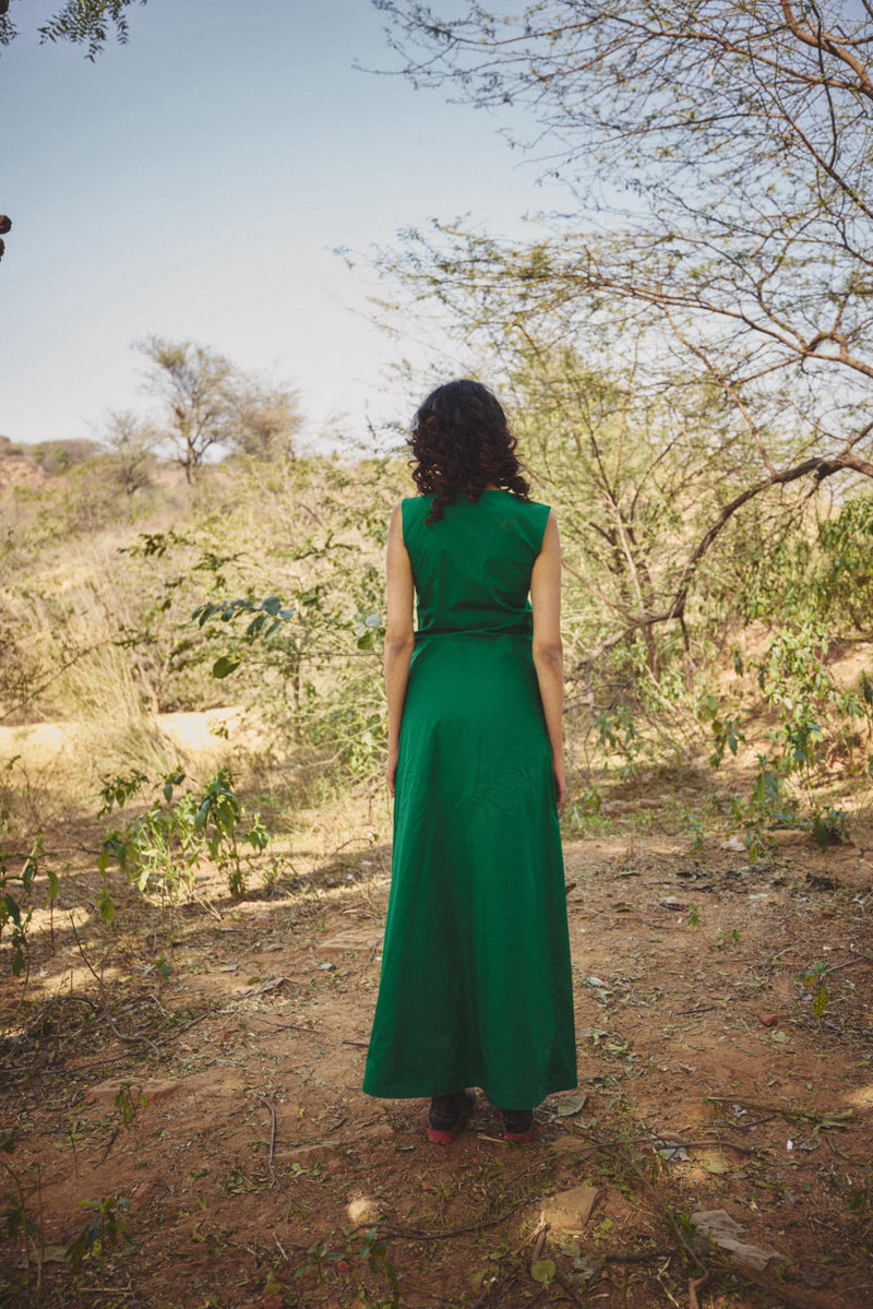 Woodland Jumpsuit poplin by Khara Kapas in green for women Worldwide