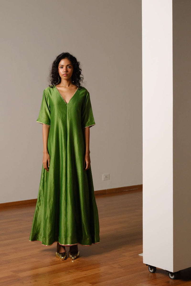 Panna Jumpsuit silk by Khara Kapas in green for women Worldwide