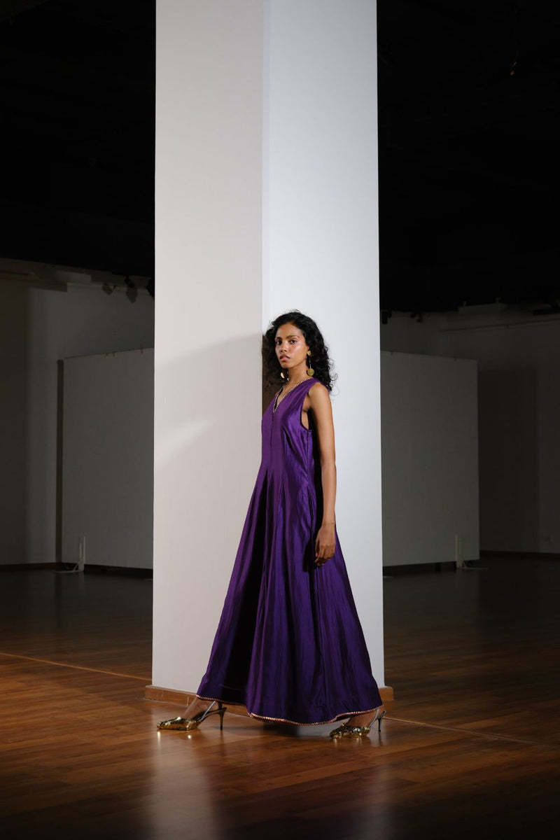 Kachnaar Jumpsuit chanderi by Khara Kapas in purple for women Worldwide