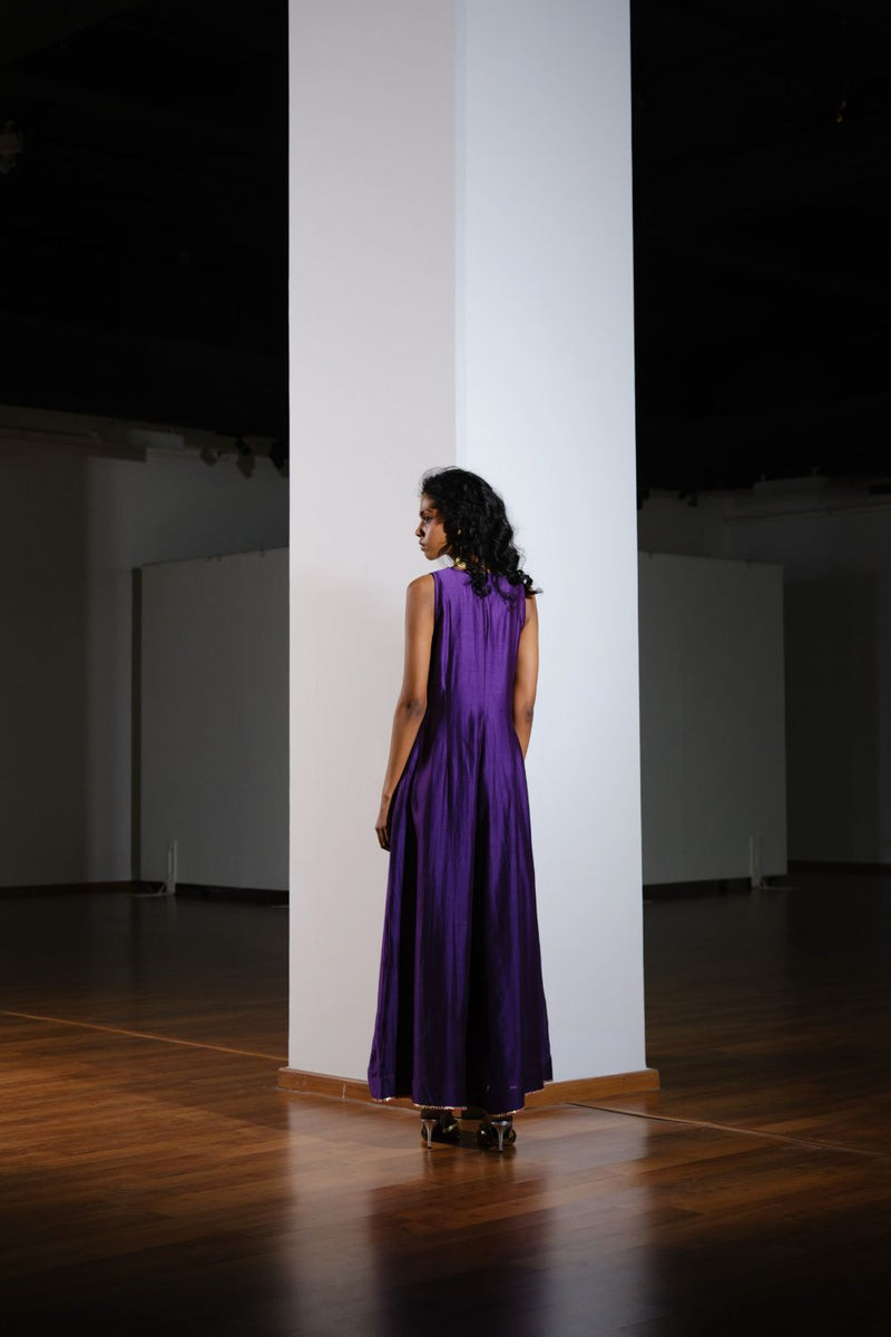 Kachnaar Jumpsuit chanderi by Khara Kapas in purple for women Worldwide