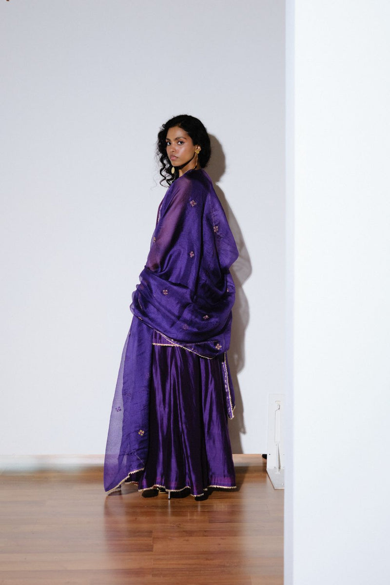Angoor Silk Sharara Set silk by Khara Kapas in purple for women Worldwide