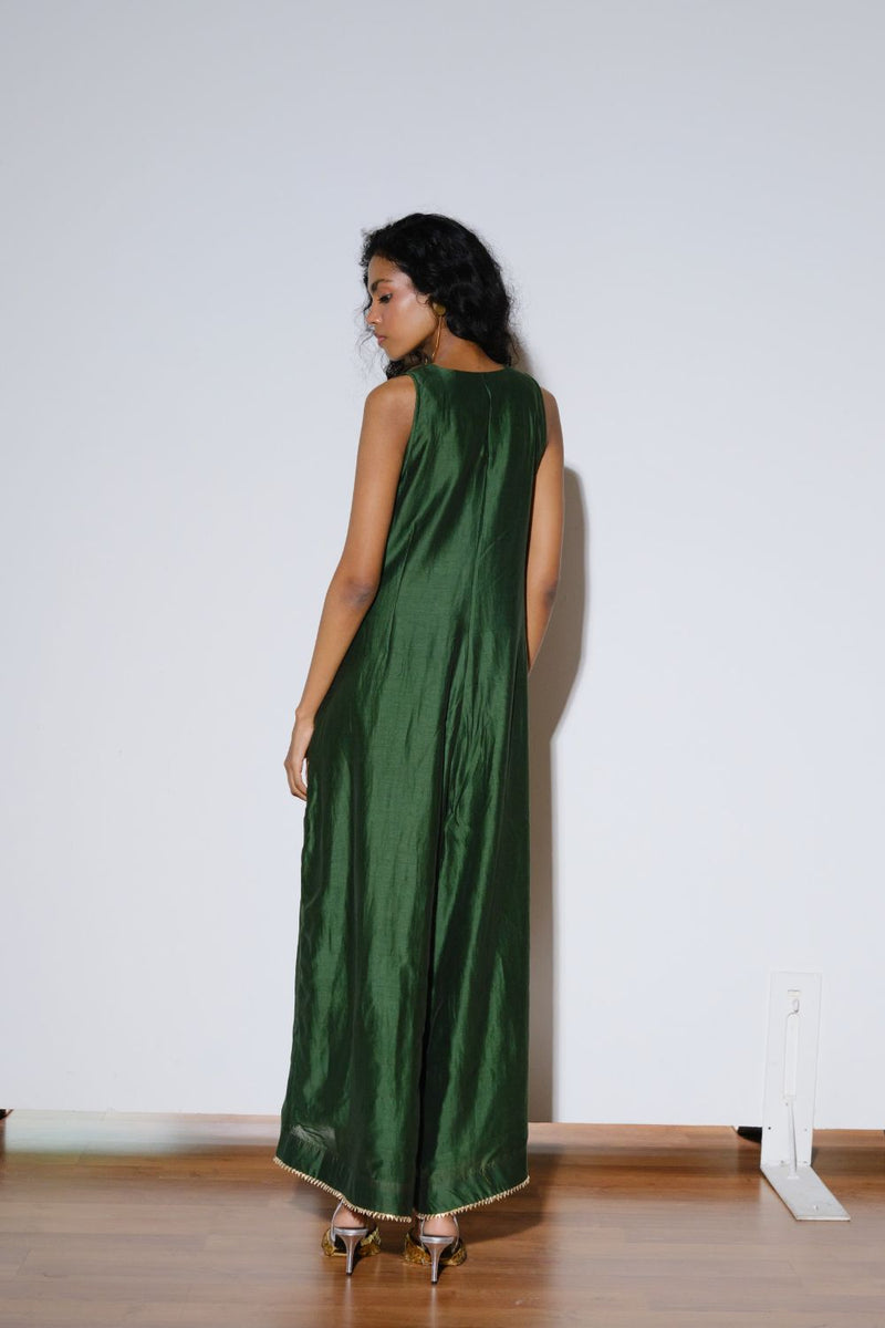 Emerald Jumpsuit silk by Khara Kapas in green for women Worldwide