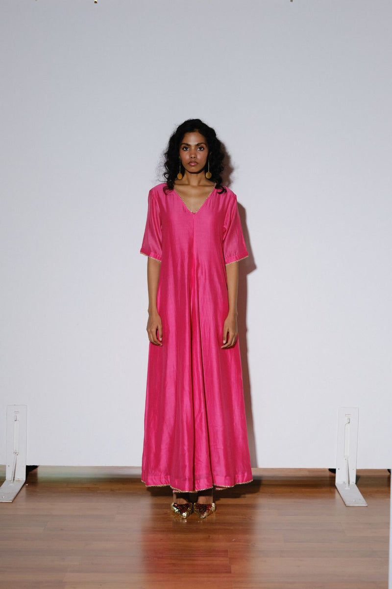 Gulfam Jumpsuit silk by Khara Kapas in pink for women Worldwide