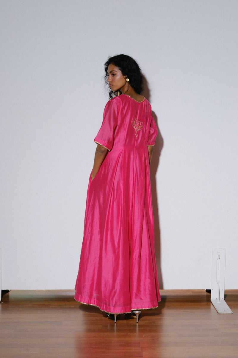 Gulfam Jumpsuit silk by Khara Kapas in pink for women Worldwide