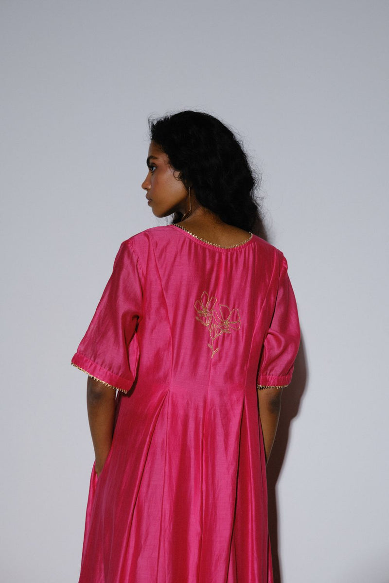 Gulfam Jumpsuit silk by Khara Kapas in pink for women Worldwide