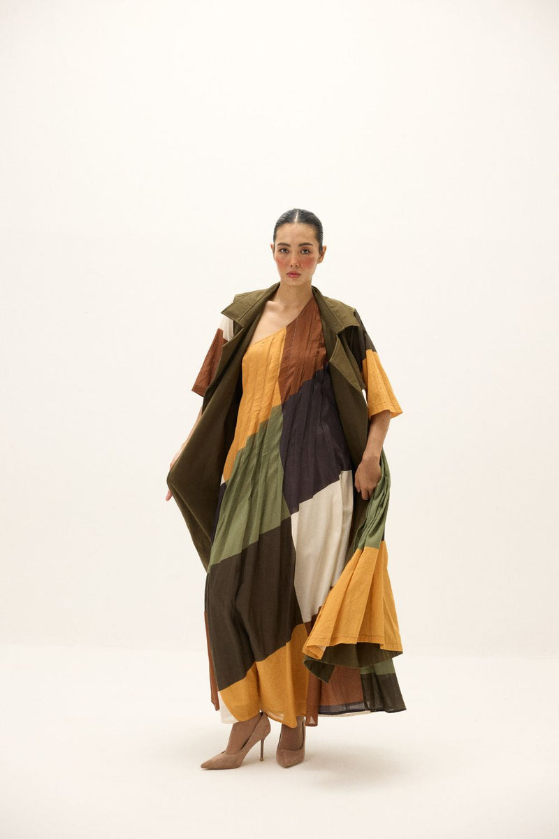 Autumn Veil Coat twill by Khara Kapas in green for women Worldwide
