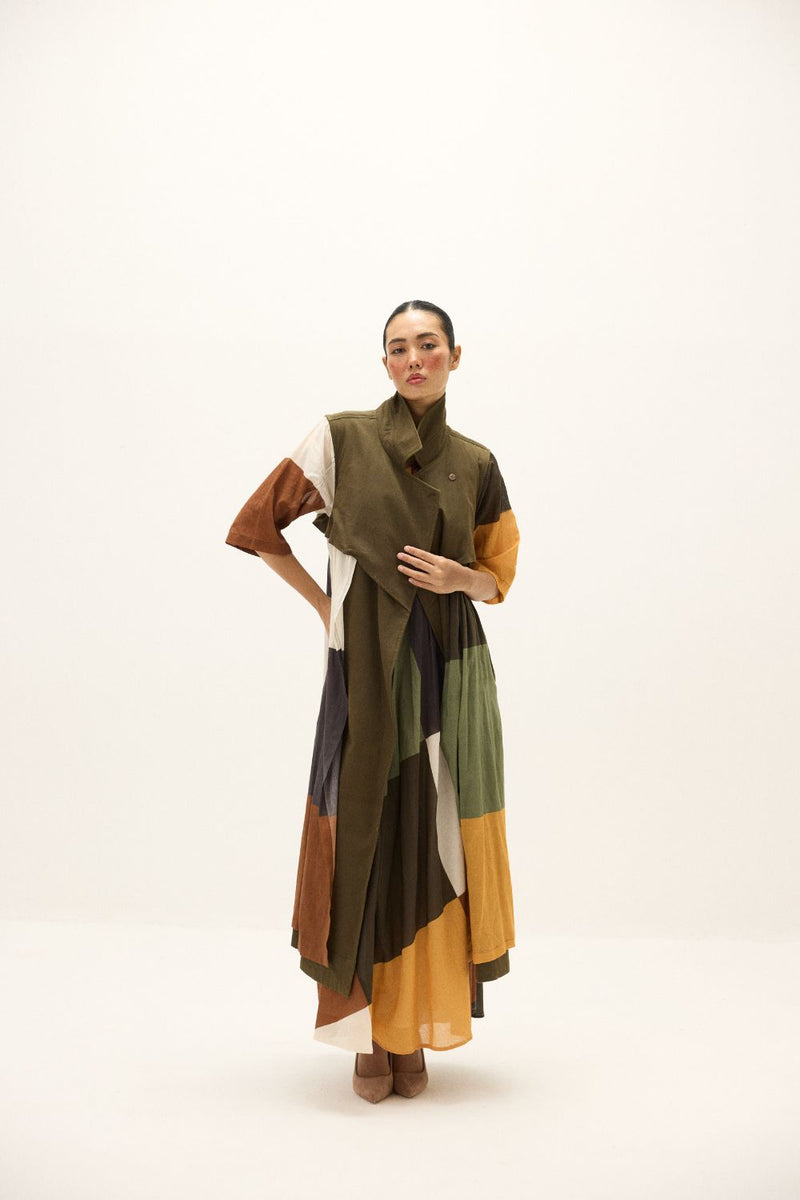 Autumn Veil Coat twill by Khara Kapas in green for women Worldwide
