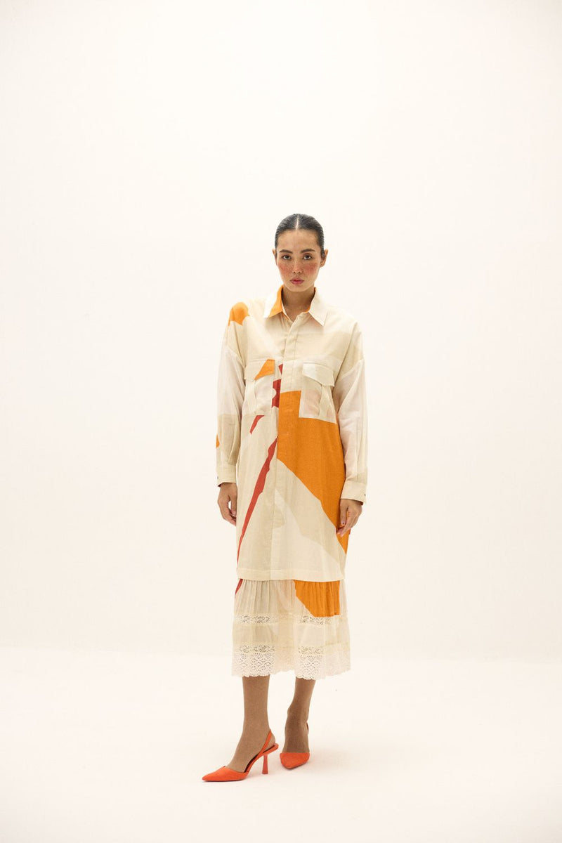 Ivory Armor Dress mul by Khara Kapas in white for women Worldwide