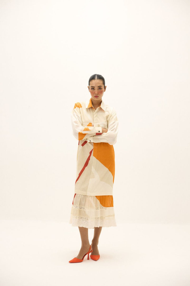 Ivory Armor Dress mul by Khara Kapas in white for women Worldwide