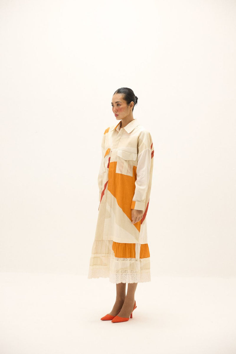 Ivory Armor Dress mul by Khara Kapas in white for women Worldwide