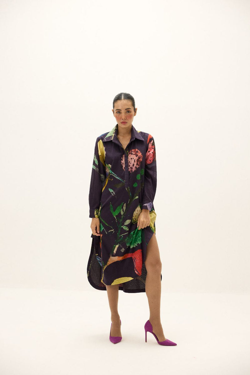 Plateau Shirt Dress mul by Khara Kapas in multi for women Worldwide