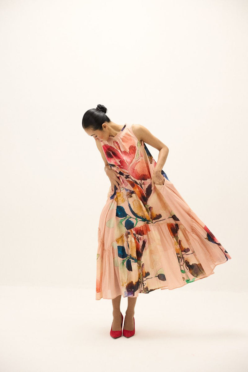 Tea Rose Dress mul by Khara Kapas in multi for women Worldwide