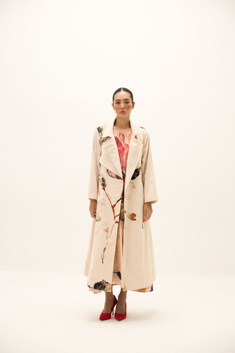 Clay Echo Trench Coat corduroy by Khara Kapas in white for women Worldwide