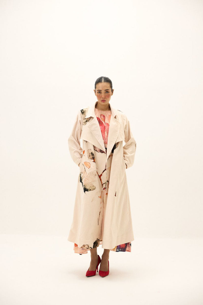 Clay Echo Trench Coat corduroy by Khara Kapas in white for women Worldwide