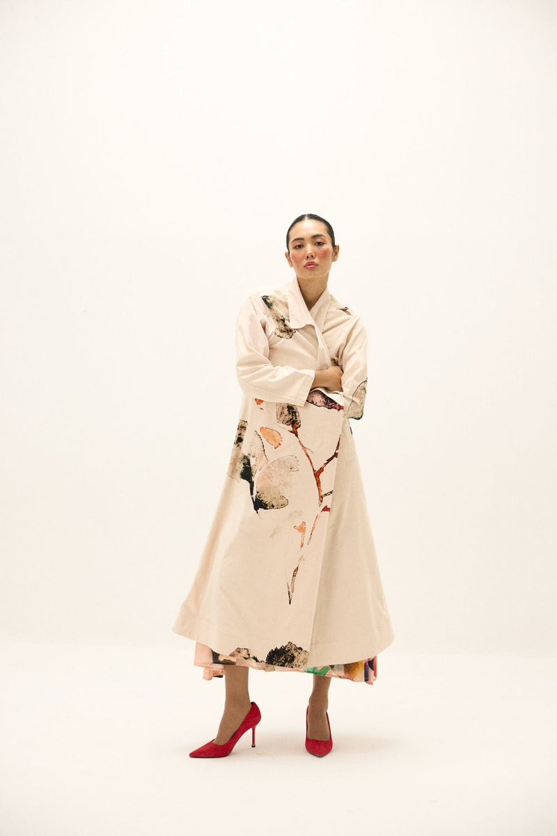 Clay Echo Trench Coat corduroy by Khara Kapas in white for women Worldwide