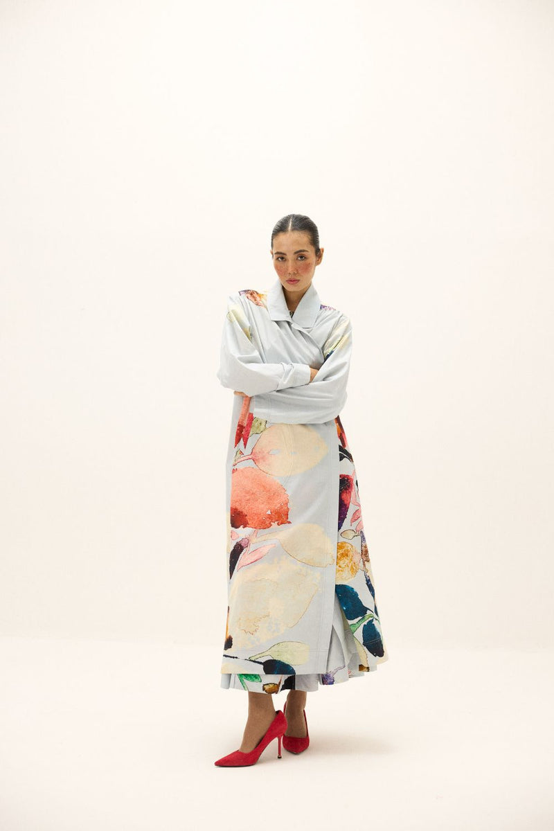Pastel Aura Coat poplin by Khara Kapas in multi for women Worldwide