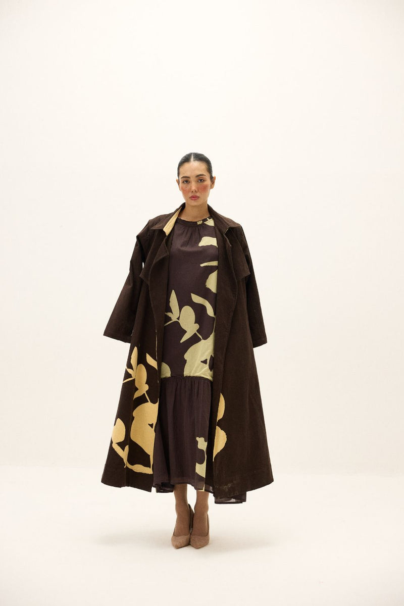 Sepia Trench Coat mul by Khara Kapas in multi for women Worldwide
