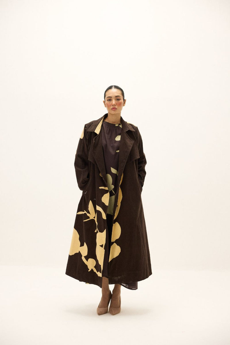Sepia Trench Coat mul by Khara Kapas in multi for women Worldwide