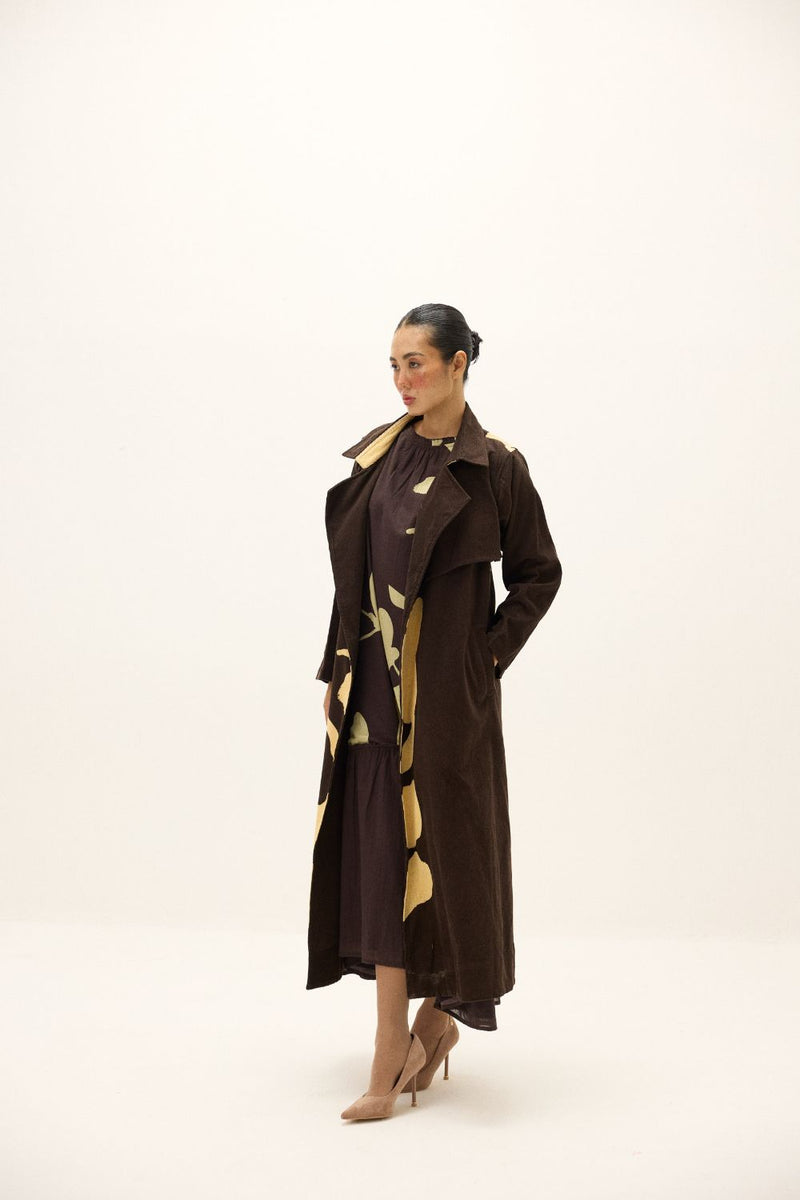 Sepia Trench Coat mul by Khara Kapas in multi for women Worldwide